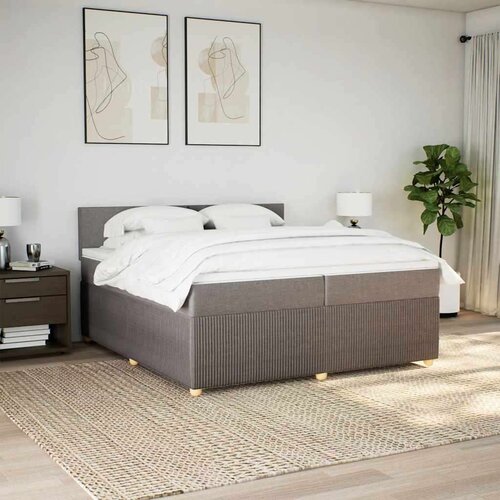 VidaXL Krevet s oprugama i madracem smeđesivi 200x200 cm od tkanine Slike