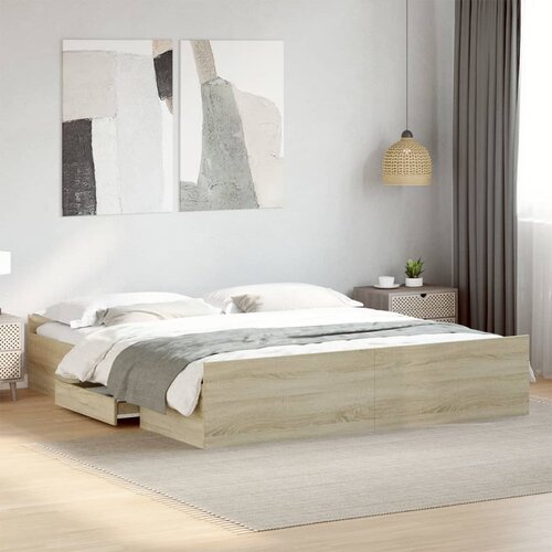  Okvir za krevet s ladicama boja hrasta 180x200 cm Cijene