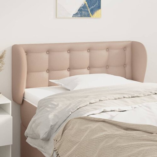 VidaXL Vzglavje z u&amp;scaron;esi kapučino 83x23x78/88 cm umetno usnje Slike