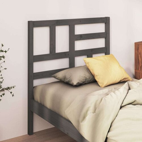  Uzglavlje za krevet sivo 81 x 4 x 104 cm od masivne borovine Slike