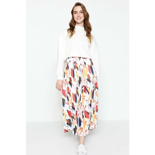 Trendyol Multicolored Wide Pleated Woven Skirt with Elastic Waist Slike