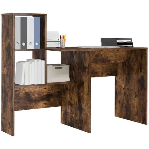 VidaXL Stol Dimljeni hrast 131.5 x 50 x 106.5 cm Konstruirano drvo Slike