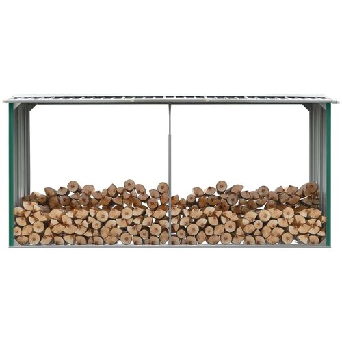 vidaXL Vrtna ostava za drva od pocinčanog čelika 330x92x153 cm zelena Cene