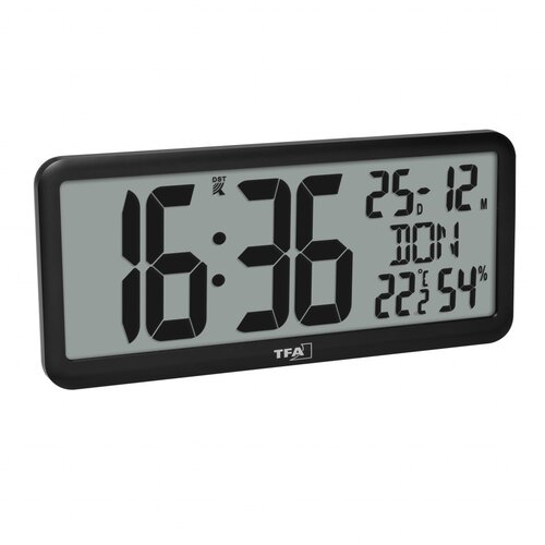  Ura stenska tfa digitalna radijsko vodena s sobno temperaturo črna 60.4525.01 TFA Cene