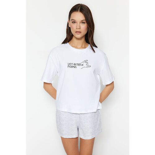 Trendyol Pajama Set - White - Striped Slike