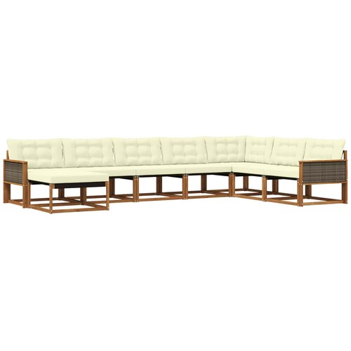 vidaXL Zunanja garnitura za sedenje z blazino 8 pcs Naravna in smetana, (5000272947) Cene