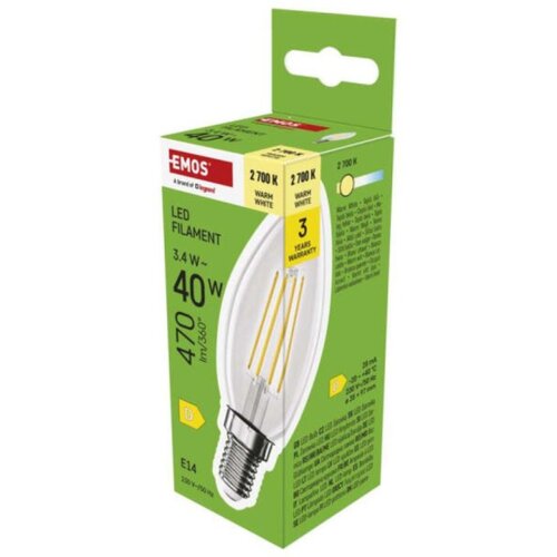Emos zf3d22 Led sijalica filament candle 3,4w(40w) 470lm e14 ww ( 3465 ) Cene