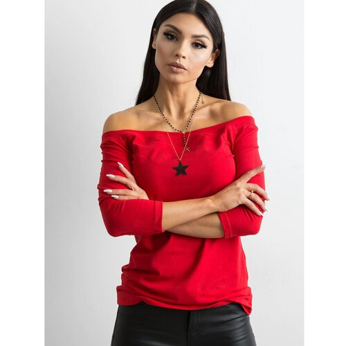 Fashion Hunters Pamučna ženska bluza crna tamnocrvena | Crveno Slike