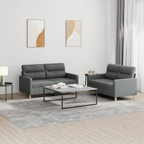 2-dijelni set sofa s jastucima tamnosivi od tkanine Cene