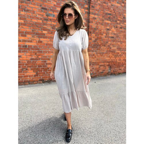 Och Bella Beige dress BI-25504.beige Cene