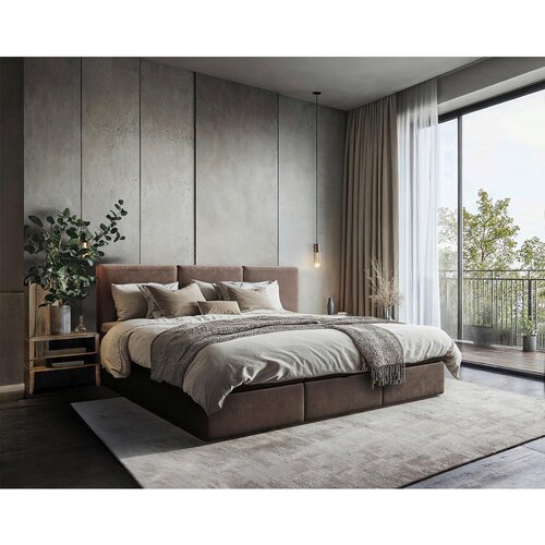 MID.YOU DRUŽINSKA POSTELJA 270 cm x 200 cm , les, tekstil, leseni material rjava Slike
