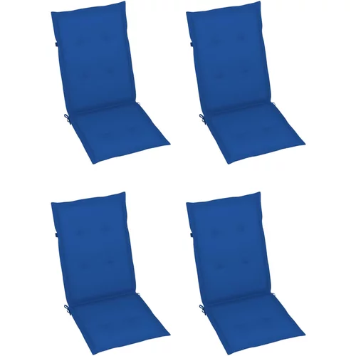  Jastuci za vrtne stolice 4 kom kraljevski plavi 120 x 50 x 4 cm