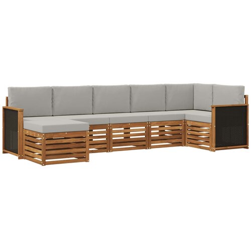 vidaXL Kotna sedežna garnitura z blazino 6 pcs Naravna in svetlo siva, (5000283503) Cene