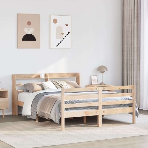 vidaXL Posteljni okvir z vzglavjem 150x200 cm trdna borovina Cene