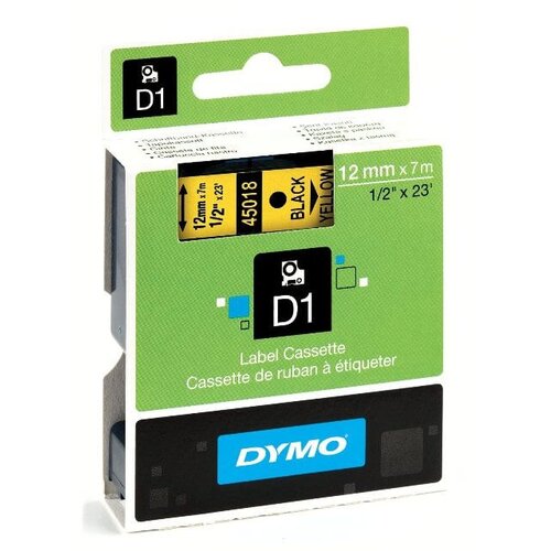 Dymo Trak Dymo D1 450180, 12 mm 7 m (črna/rumena), original Slike