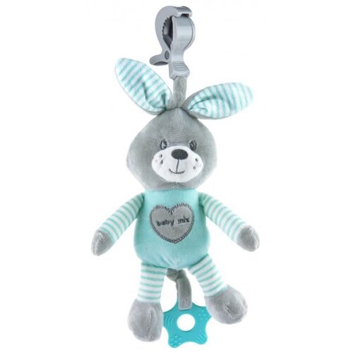 Baby Mix pli&amp;scaron;ana igračka za kolica - glazbeni Zeko Grey &amp;amp; Mint Slike