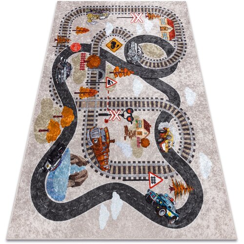 RugsX Preproge JUNIOR 51986.803 pralna preproga Tračnice vlaka, 160x220 cm Siva Cene