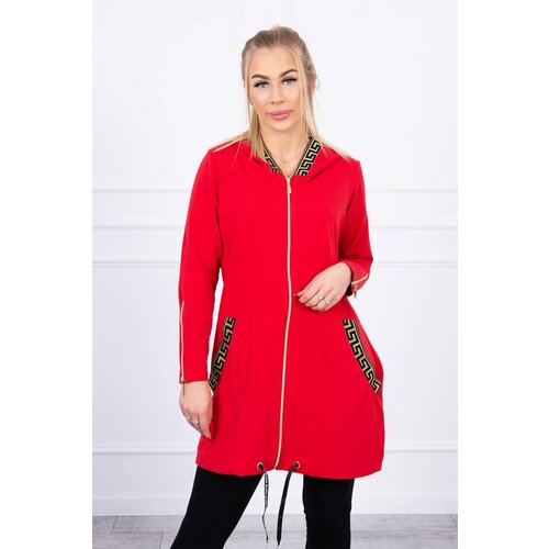 Kesi Sweatshirt with decorative belt in red color Slike