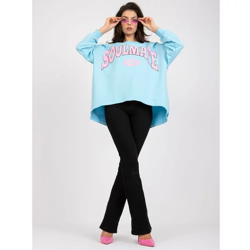 Fashion Hunters Light blue and pink sweatshirt with a colorful print