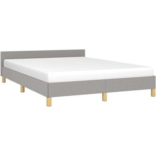 VidaXL Okvir za krevet s uzglavljem svjetlosivi 140x200 cm od tkanine Slike