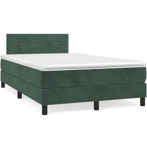 vidaXL Box spring postelja z vzmetnico temno zelena 120x200 cm žamet, (20725449)