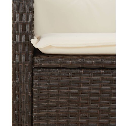  7-dijelni vrtni blagovaonski set s jastucima poliratan smeđi Smeđa 160 cm table length Slike
