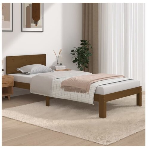  Posteljni okvir medeno rjav iz trdne borovine 90x200 cm Cene