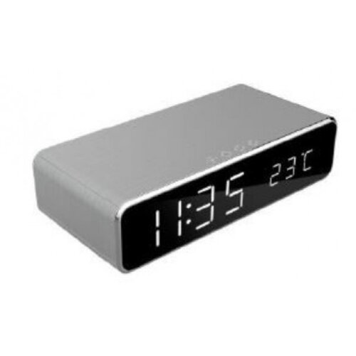 Gembird Digitalni sat sa wireless bežičnim punjačem za mobitel silver, DAC-WPC-01-S Slike