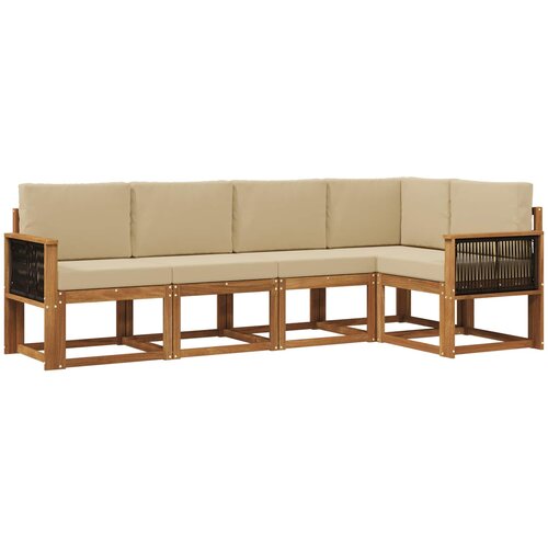  Set vanjskih sofa 5 kom. Prirodna i bež Poliester Slike