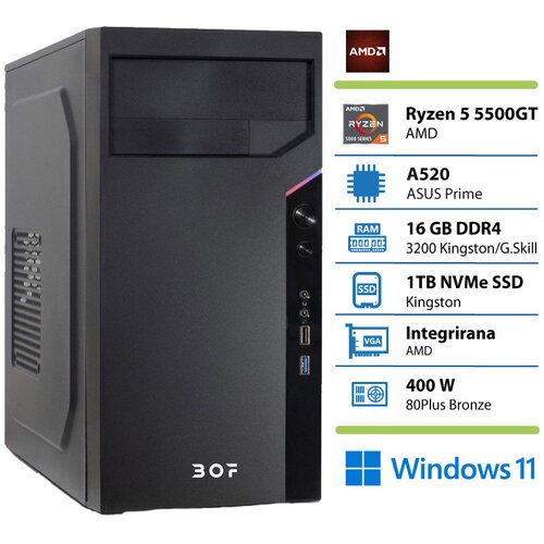 BOF FLASH 3 Ryzen 5 5600G, 16 GB RAM, 1 TB SSD, W11H namizni računalnik, (22109704) Cene