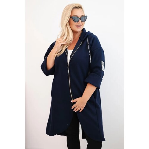Kesi Włoski Elegant Plus Size women&amp;#039;s coat with a collar and large pockets fango Slike