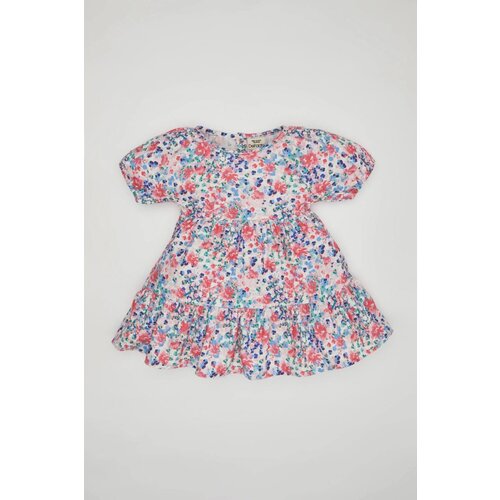 Defacto baby Girl Patterned Short Sleeve Linen Look Dress Cene