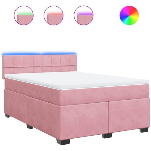 VidaXL Box spring postelja z vzmetnico roza 140x190 cm žamet, (21309970) Slike