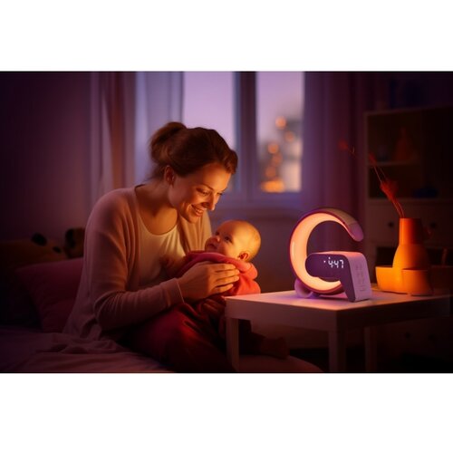  Immax 08986L-LED RGB prigu&amp;scaron;iva lampa sa budilnikom i Qi bežičnim punjenjem 30W/230V zlatna Slike