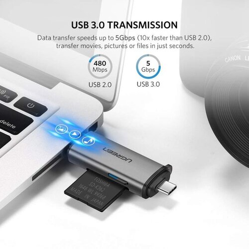 Ugreen 2-in-1 USB 3.0 /USB-C card reader - box Cene
