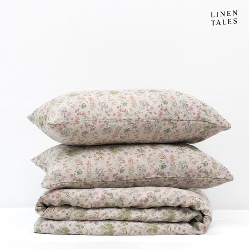 Linen Tales Enojna lanena posteljnina v naravni barvi 140x200 cm Botany 2 – Cene
