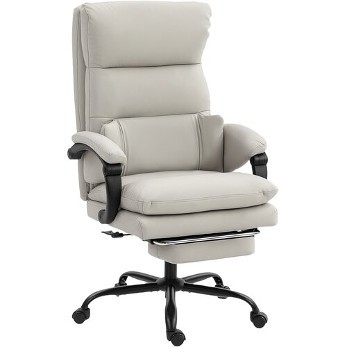 HOMCOM pisarni&scaron;ki stol umetno usnje, jeklo 66D x 60&Scaron; x 113 121V cm Svetlo siv, (5000242974) Cene