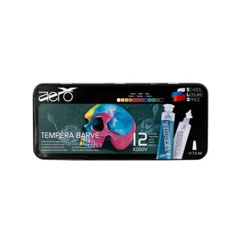 Boja tempera Aero 7,5ml tubice 12 kom u limenoj kutiji, design mrtvačka glava Cijene