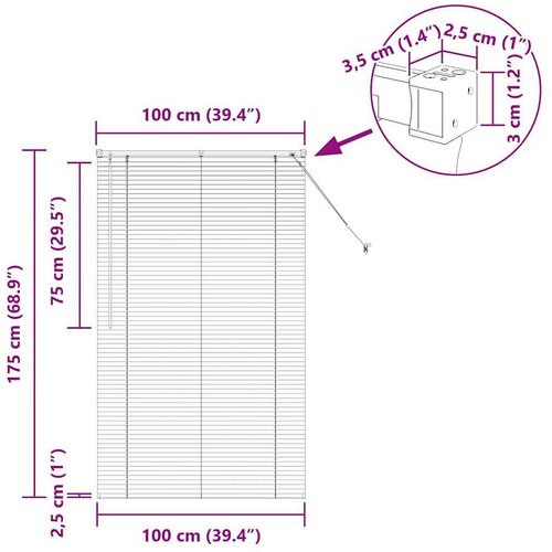  Zavjesa za prozor sa zavjesama Ostalo Bijela 100 x 175 cm Aluminij Slike
