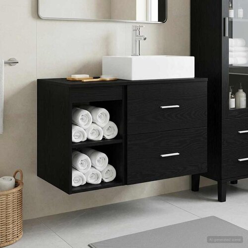  Set namještaja za kupaonicu 2 kom. Crni hrast Konstruirano drvo Crna 49,5 x 41 x 79,5 cm Cene