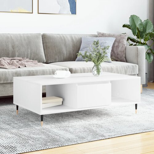 vidaXL Klubska mizica bela 104x60x35 cm inženirski les Cene