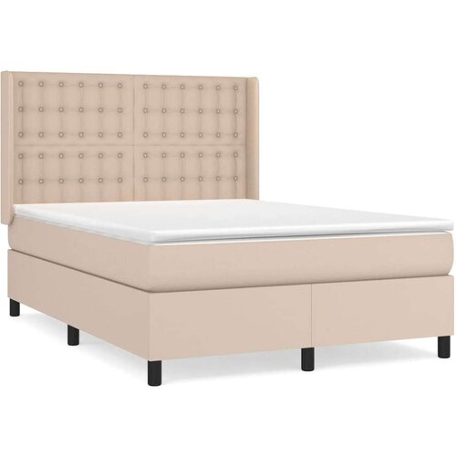 VidaXL Krevet s oprugama i madrac cappuccino 140x190cm od umjetne kože Slike