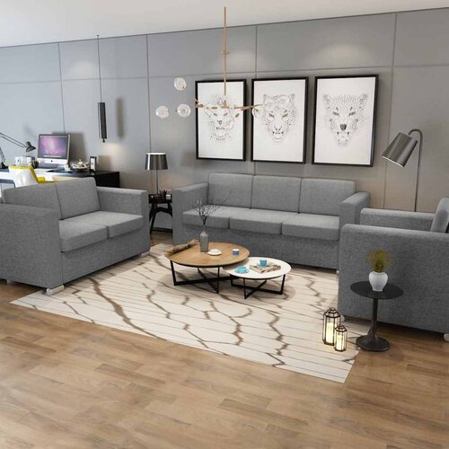  Trodijelni set sofa od tkanine svijetlosivi Cene