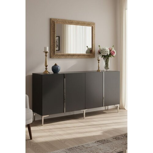 Hanah home komoda Poli 150, 150 cm, antracit / srebrna Cene
