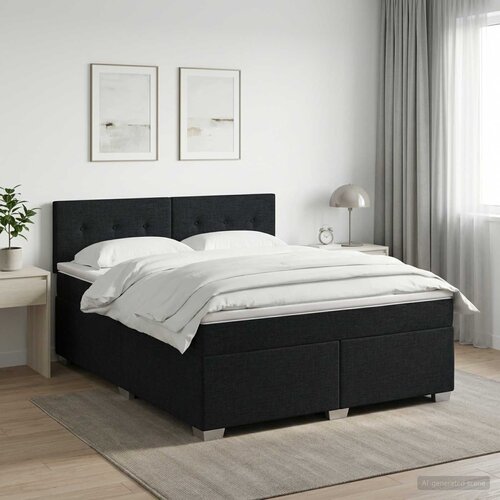 Boxspring krevet s madracem Crna 180 x 200 cm Tkanina Cene