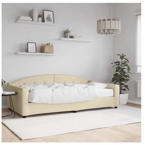 vidaXL Dnevna postelja z vzmetnico krem 100x200 cm blago