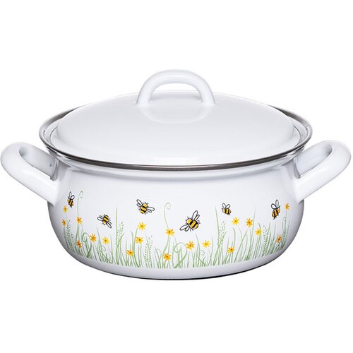 RIESS kozica s pokrovom Bee 16cm, 1l, dvojni ročaj, emajl Cene