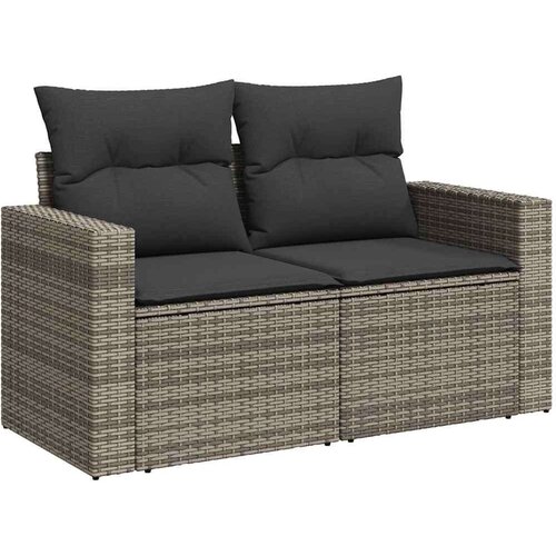  9-dijelni set vrtnih sofa od poliratana s jastucima sivi Slike