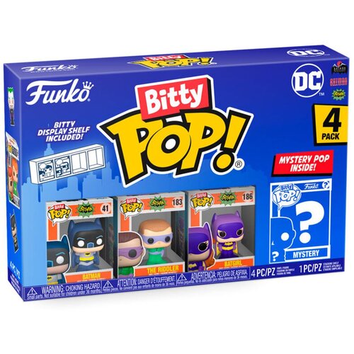 Funko Bitty Pop! DC - Batman, Batgirl, The Riddler in Minister Mini Mini SIME - 0,9 palca (2,2 cm) - DC Comics Collectable - Priložena polica za prikaz - Ideja za darilo - Torta Topper, (21063207) Slike