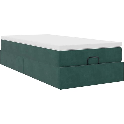 vidaXL Otomanski posteljni okvir z vzmetnico zelen 90x190 cm žamet, (21607333) Cene